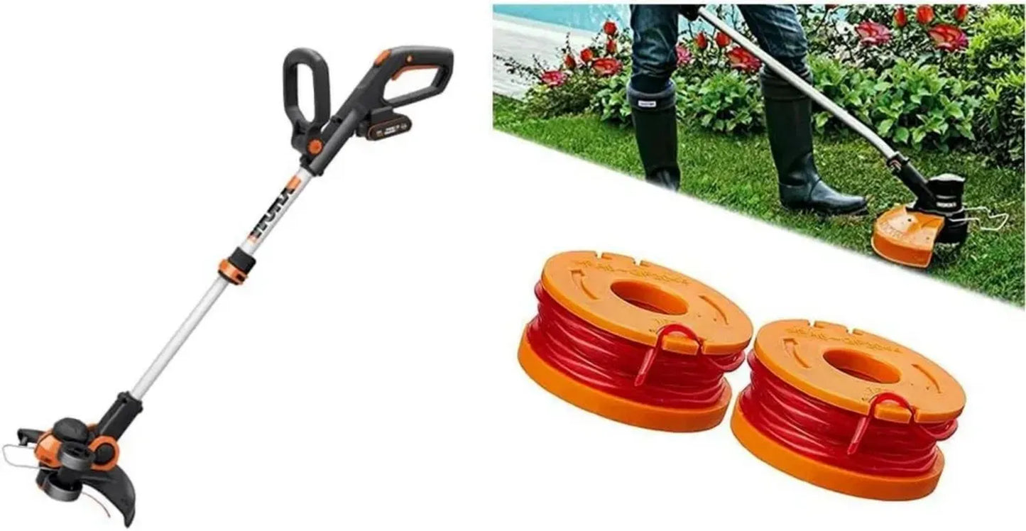 Débroussailleuse Sans Fil WORX 20V, 30cm, Modèle WG163E.1 + 2 Bobines 3m, 1.25mm WA0004.1