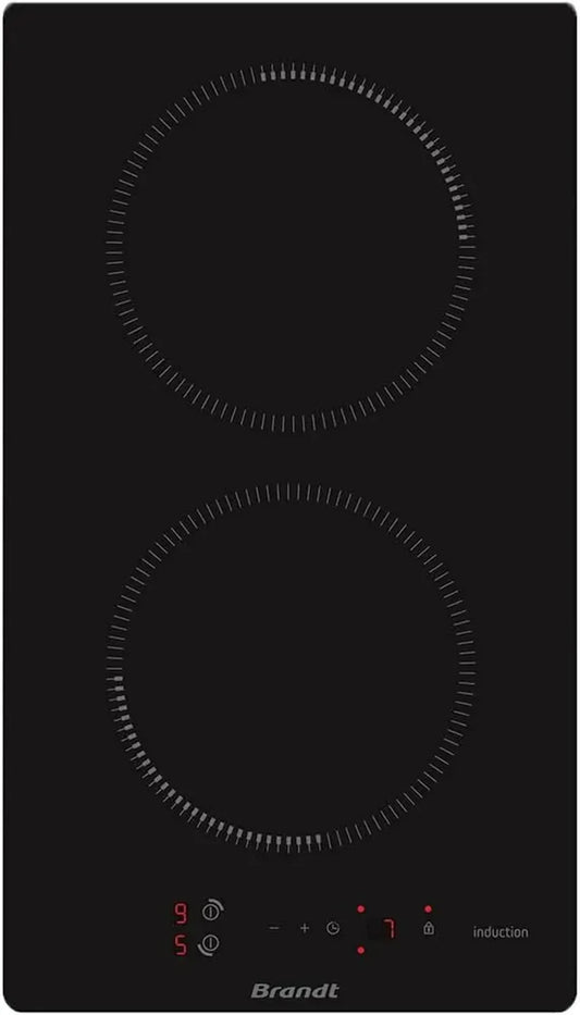 Brandt - Plaque à Induction 2 Zones - 3600W - Noir - Minuterie - Encastrable 27x49cm