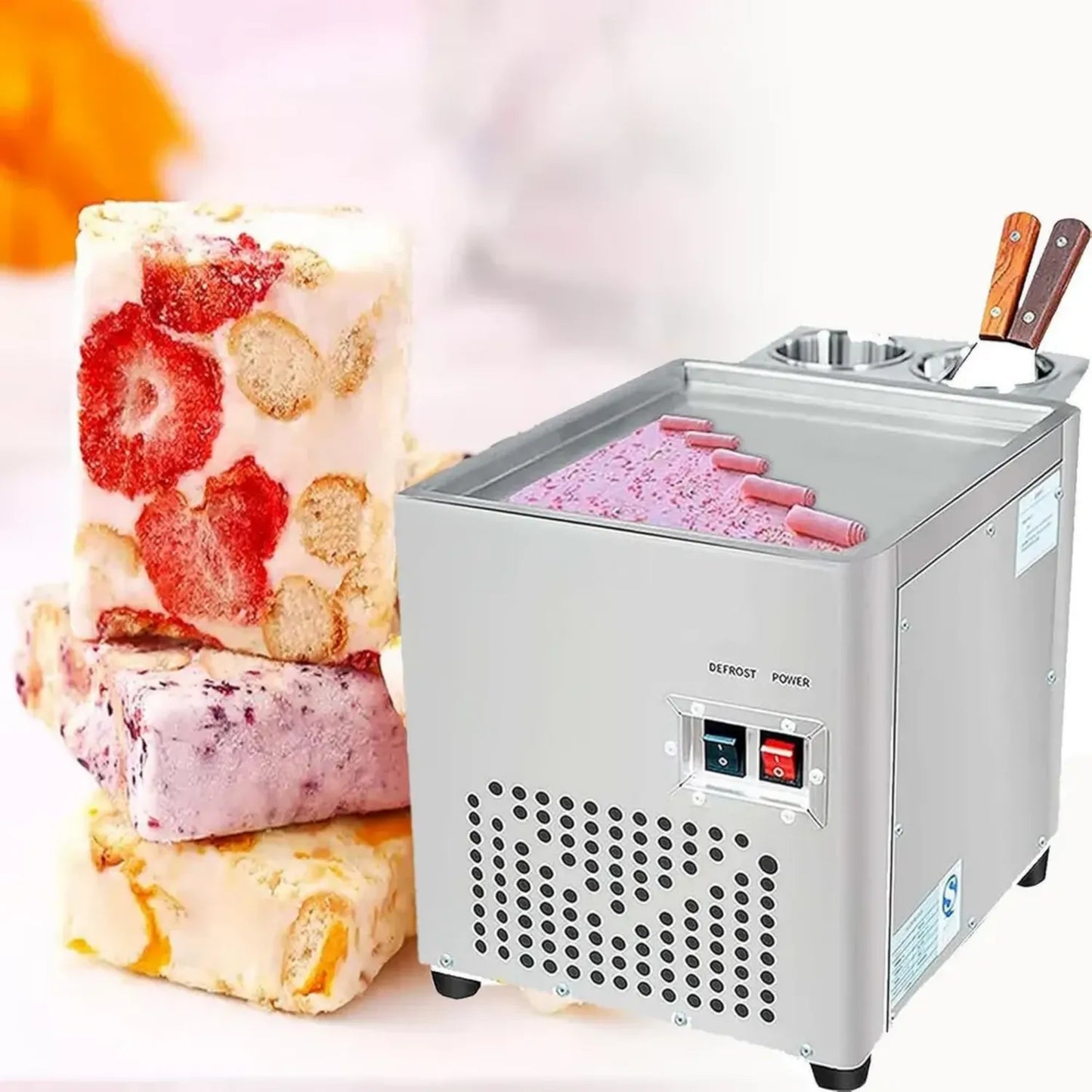 Machine professionnelle de crème glacée en acier inoxydable avec plaque unique