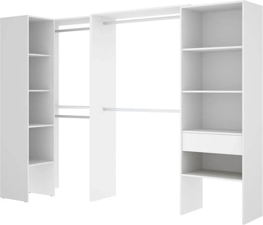 Armoire de Dressing Blanc en Mélamine 187 x 248-198 x 79,4 cm - Rimobel