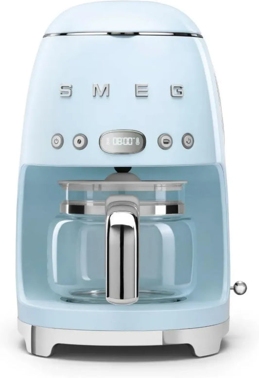 Cafetière Smeg DCF02PBEU, 12 Tasses, Fonction Arôme, Autostart, Maintien au Chaud, Pastel Bleu