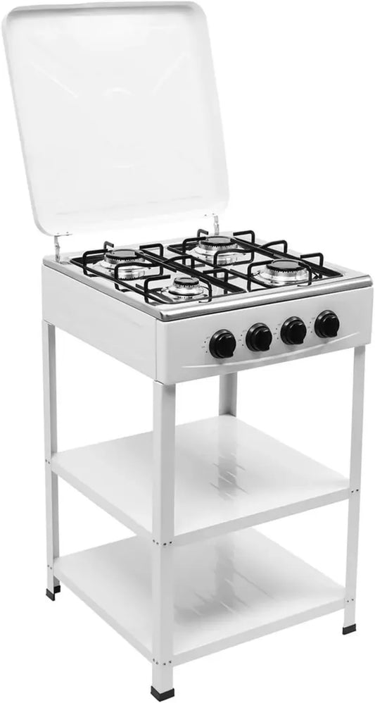 Barbecue à gaz 4 brûleurs avec chariot intégré et rangements
