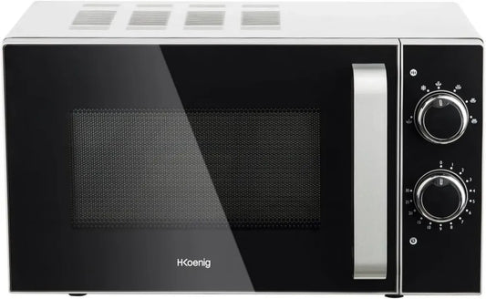 Micro-ondes Compact H.Koenig 20L 700W Inox, 5 Niveaux de Puissance, Décongélation Rapide, Minuterie 30 min
