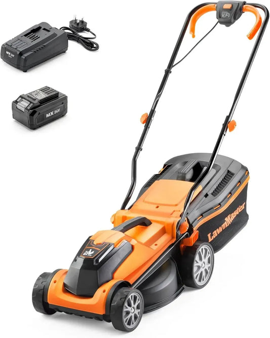 Tondeuse à Gazon sans Fil 24V 34cm avec Batterie Lithium-Ion 4,0 Ah et Chargeur Rapide - Idéale pour Pelouses Petites et Moyennes