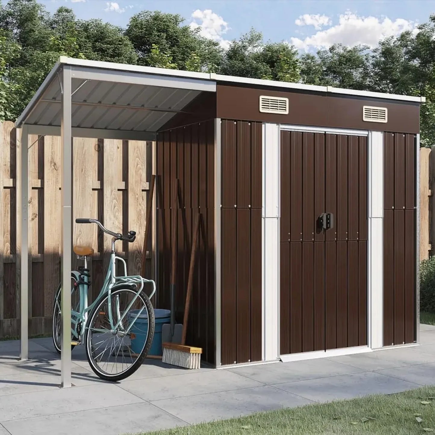 Remise en Métal Extensible avec Double Portes pour Rangement Extérieur