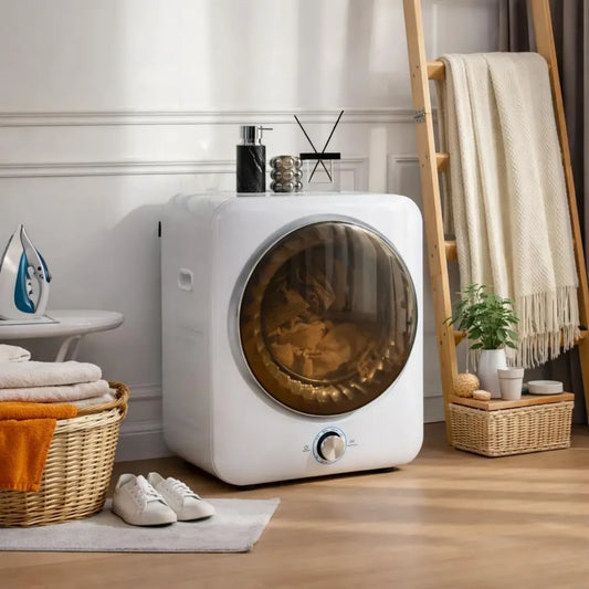 Sèche-linge Compact Merax 3 kg, 1350 W, 8 Programmes, Capteur NTC, Silencieux 65 dB, Montage Mural, Double Filtre, 53,5 x 42 x 65 cm
