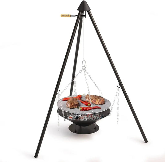 Grill Barbecook Portable sur Trépied avec Housse, 60x60x166cm, Noir