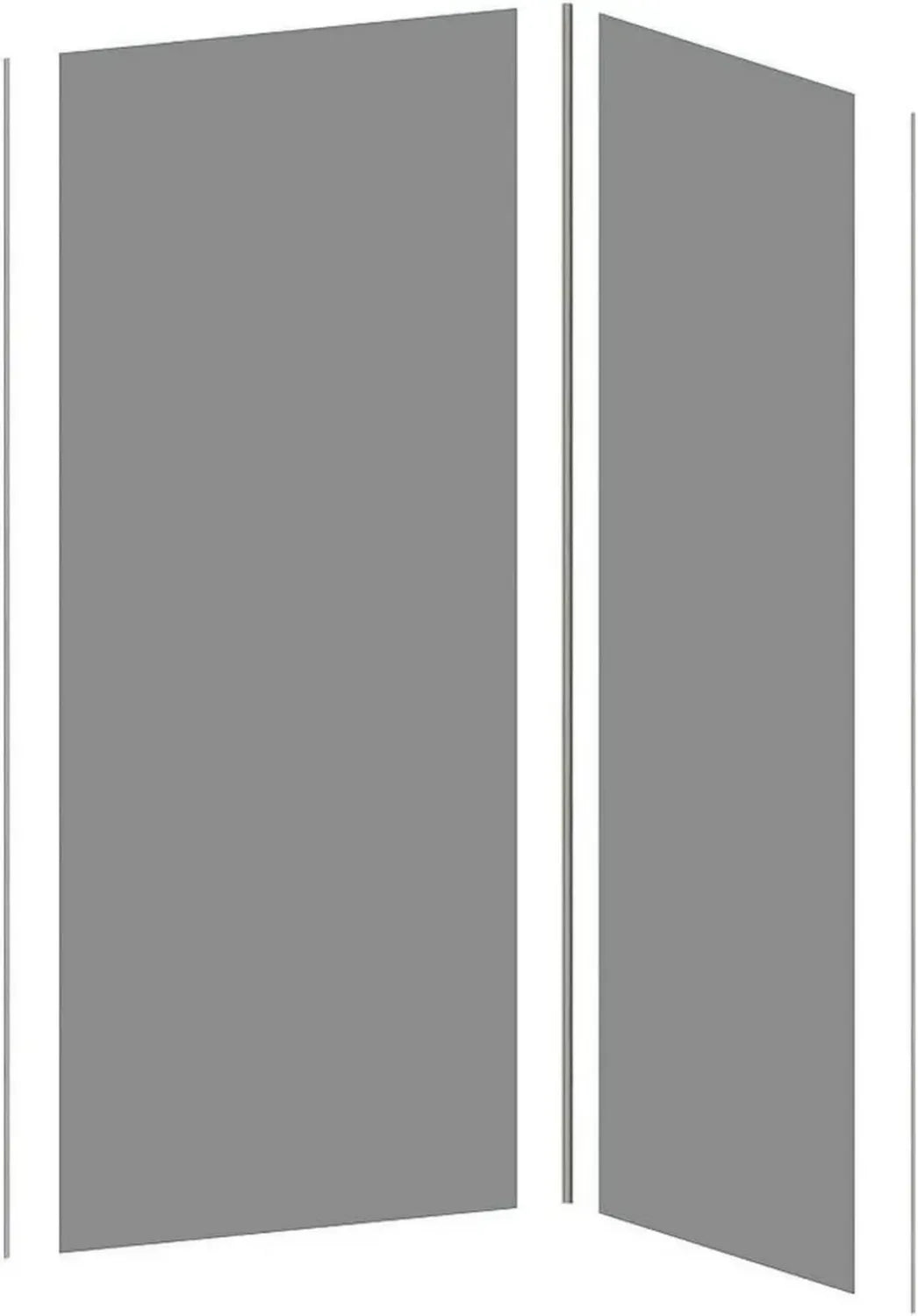 Ensemble de 2 panneaux de douche en aluminium gris avec profils - 90 x 120 x 210 cm